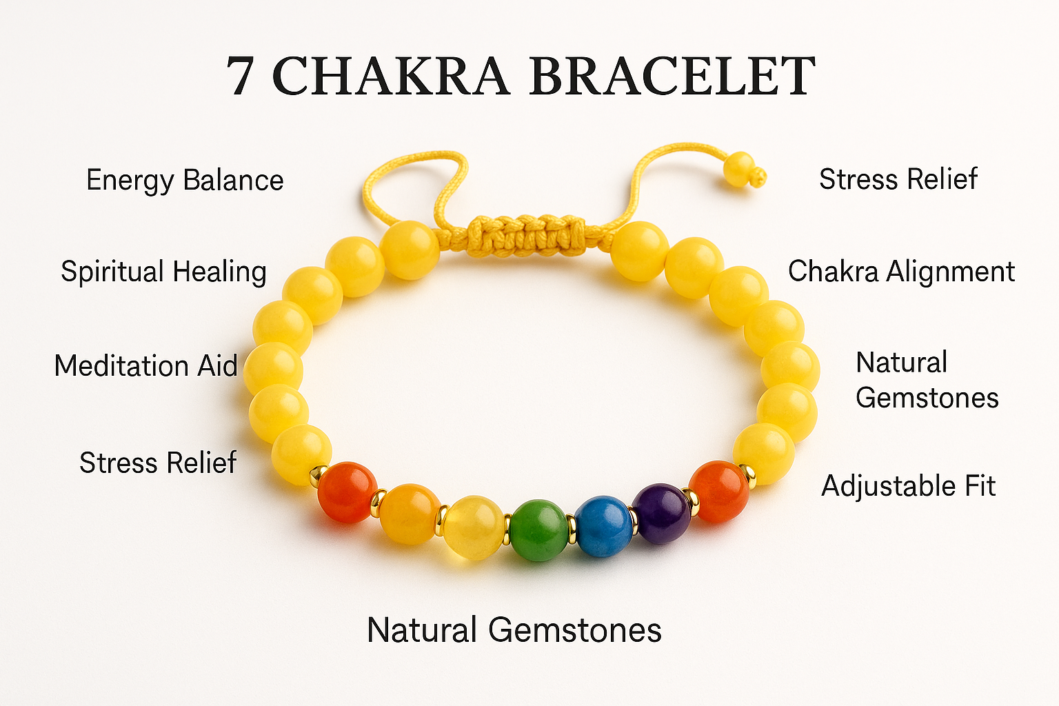 7 chakra yellow bracelete with facilities