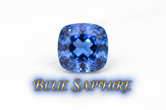 BLUE SAPHARE STONE WITH WHITE BACGROUND AND STONE NAME HIGHLITED UNDER IT